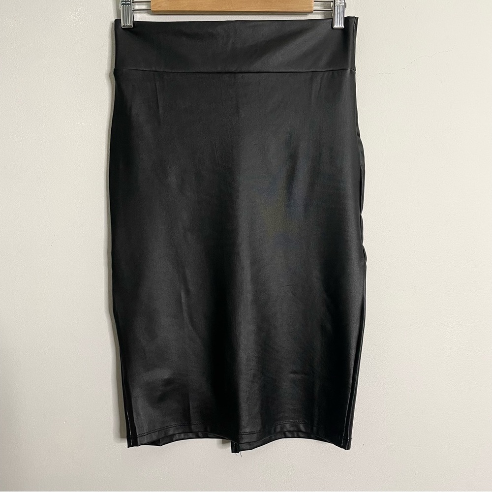 SIMLU Faux Leather Pencil Skirt